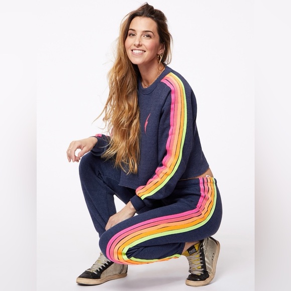 Aviator Nation Bolt Embroidery Classic Cropped Crew Sweatshirt - Picture 7 of 17